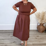 Mixed Media Sweater Midi Dress-dress- Hometown Style HTS, women's in store and online boutique located in Ingersoll, Ontario
