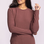 Tellem Top - Brown-long Sleeve- Hometown Style HTS, women's in store and online boutique located in Ingersoll, Ontario