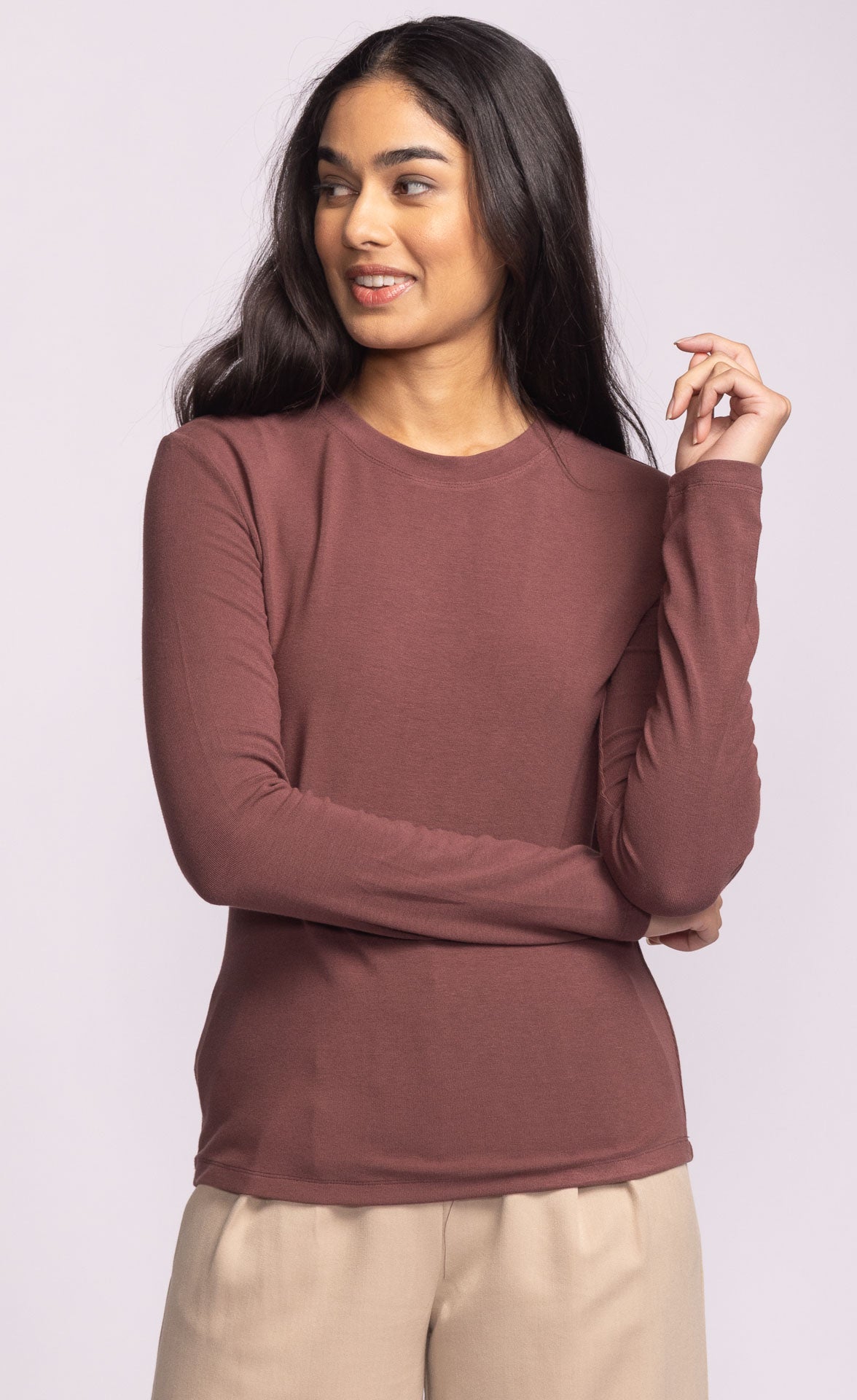 Tellem Top - Brown-long Sleeve- Hometown Style HTS, women's in store and online boutique located in Ingersoll, Ontario