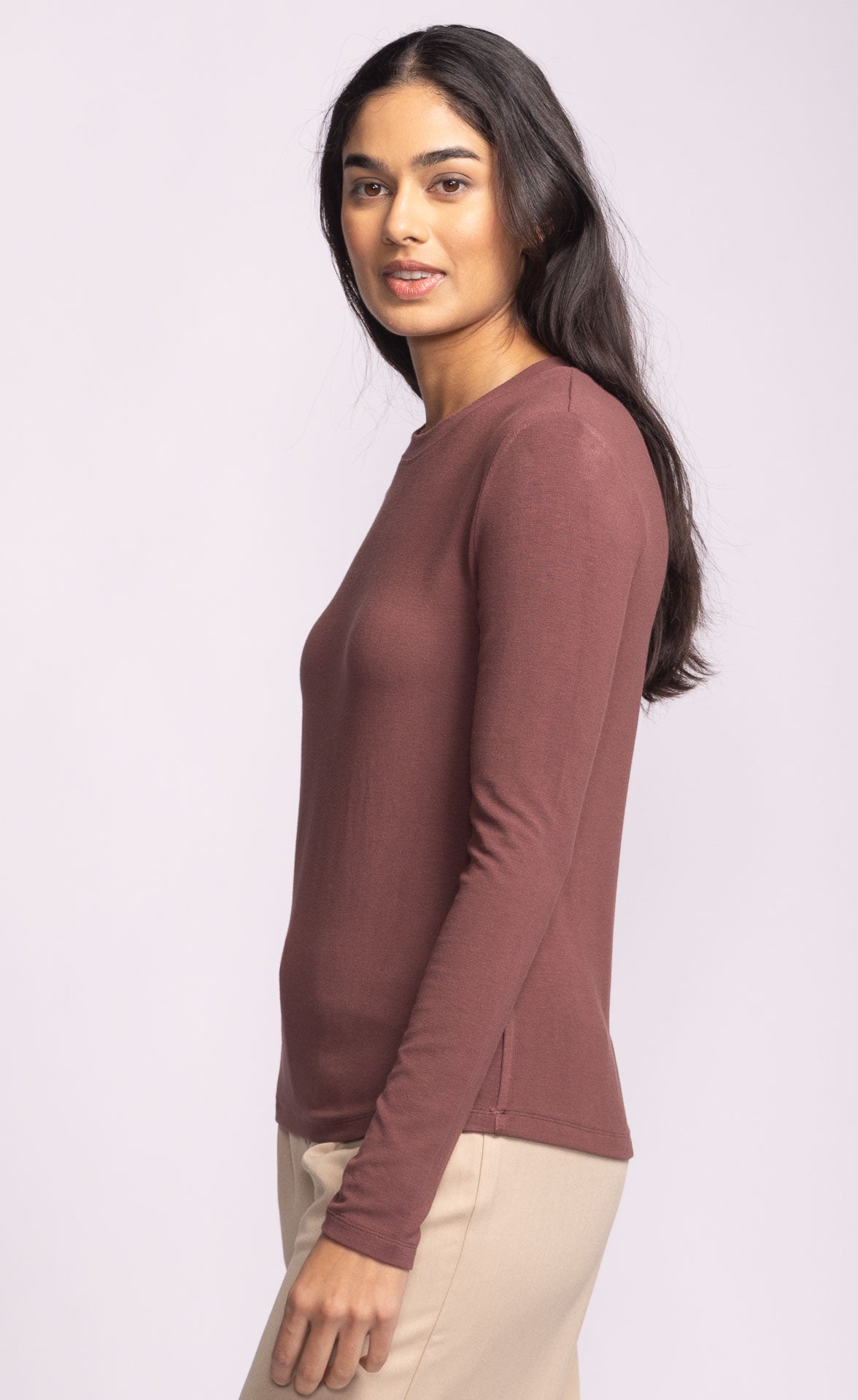 Tellem Top - Brown-long Sleeve- Hometown Style HTS, women's in store and online boutique located in Ingersoll, Ontario