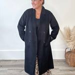 Longline Dress Coat - Black-Coat & Jackets- Hometown Style HTS, women's in store and online boutique located in Ingersoll, Ontario
