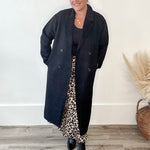 Longline Dress Coat - Black-Coat & Jackets- Hometown Style HTS, women's in store and online boutique located in Ingersoll, Ontario