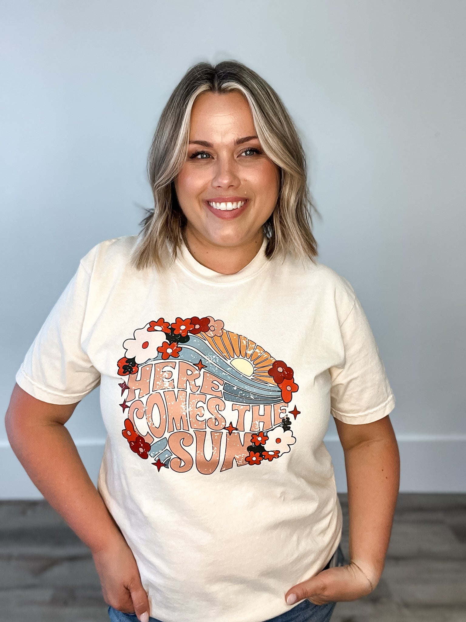 Here Comes The Sun Boho - Natural-graphic tee- Hometown Style HTS, women's in store and online boutique located in Ingersoll, Ontario