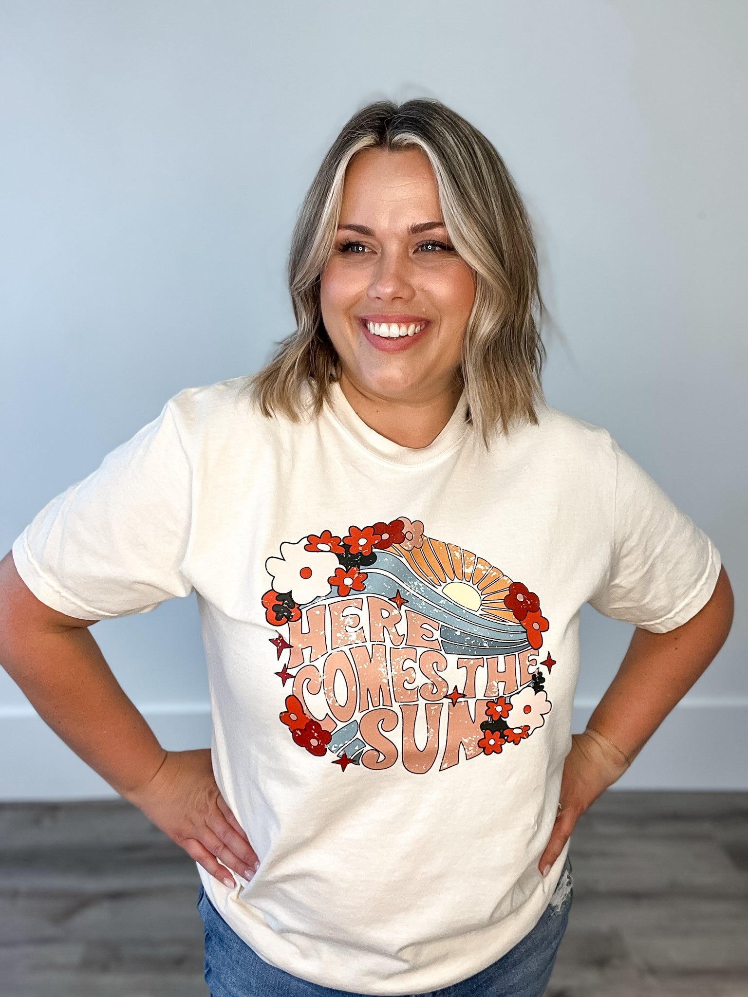 Here Comes The Sun Boho - Natural-graphic tee- Hometown Style HTS, women's in store and online boutique located in Ingersoll, Ontario