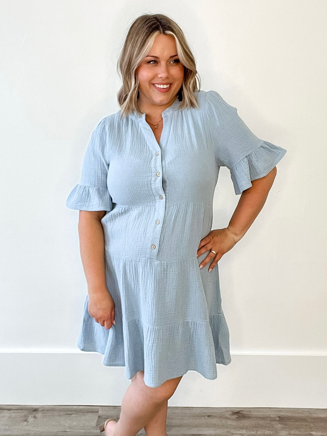 Washed Mini Dress - Blue-Dress- Hometown Style HTS, women's in store and online boutique located in Ingersoll, Ontario