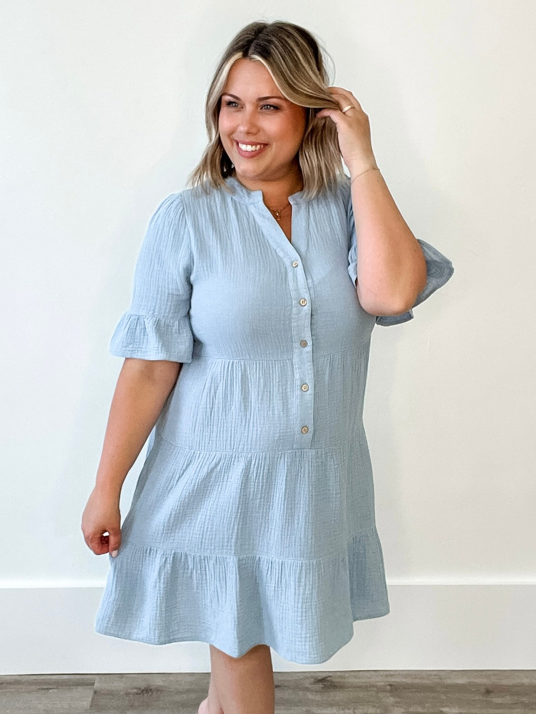 Washed Mini Dress - Blue-Dress- Hometown Style HTS, women's in store and online boutique located in Ingersoll, Ontario
