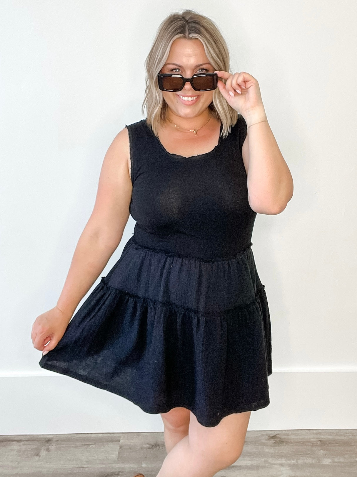 Cotton Mini Tank Dress - Black-dress- Hometown Style HTS, women's in store and online boutique located in Ingersoll, Ontario