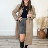 Felted Double Breasted Lapel Duster Coat - Fawn-Coat & Jackets- Hometown Style HTS, women's in store and online boutique located in Ingersoll, Ontario