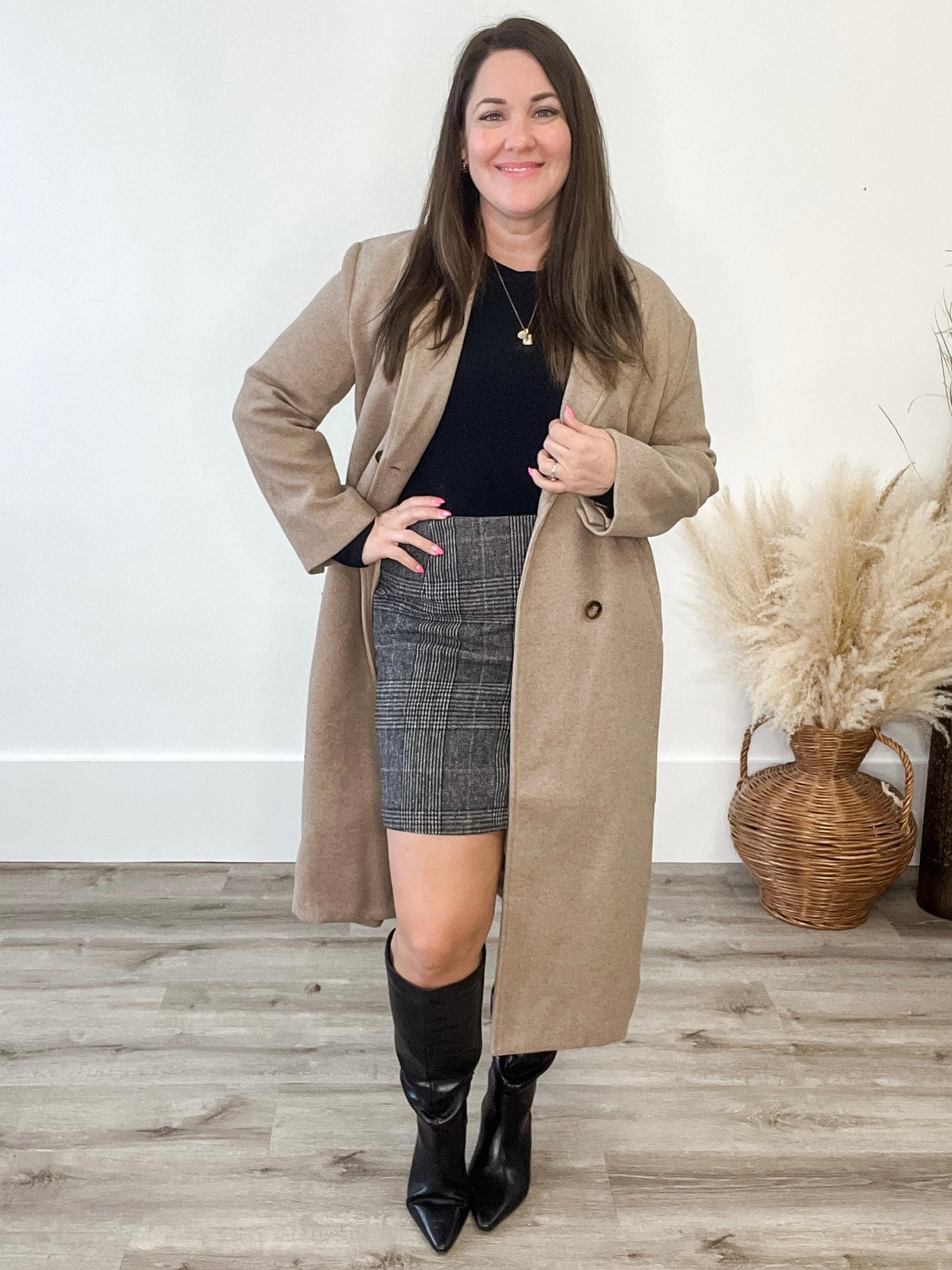 Felted Double Breasted Lapel Duster Coat - Fawn-Coat & Jackets- Hometown Style HTS, women's in store and online boutique located in Ingersoll, Ontario