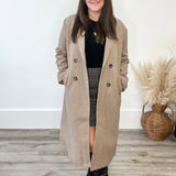 Felted Double Breasted Lapel Duster Coat - Fawn-Coat & Jackets- Hometown Style HTS, women's in store and online boutique located in Ingersoll, Ontario