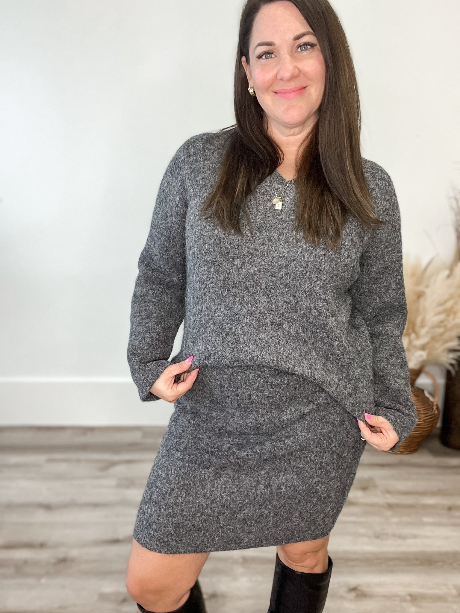 Trudy Pullover - Grey Melange-Sweater- Hometown Style HTS, women's in store and online boutique located in Ingersoll, Ontario