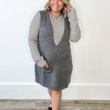 Brushed Knit Sweater Mini Dress - Charcoal-Dress- Hometown Style HTS, women's in store and online boutique located in Ingersoll, Ontario