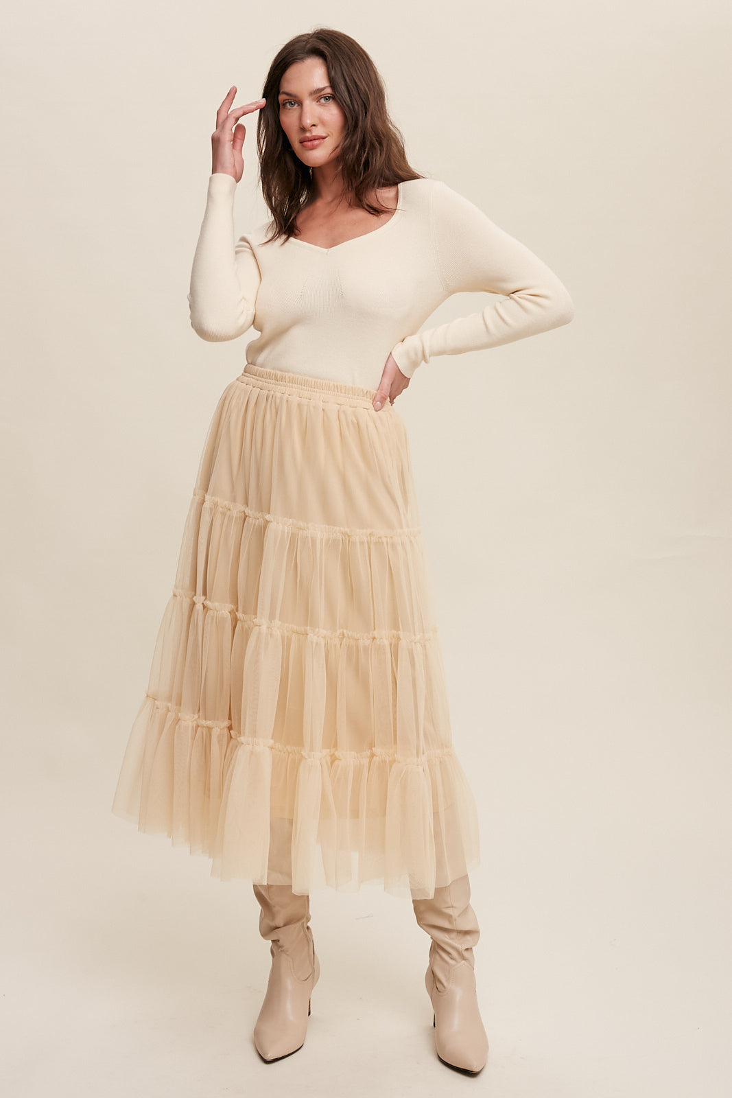 Ribbed Sweater Top - Cream-Sweater- Hometown Style HTS, women's in store and online boutique located in Ingersoll, Ontario