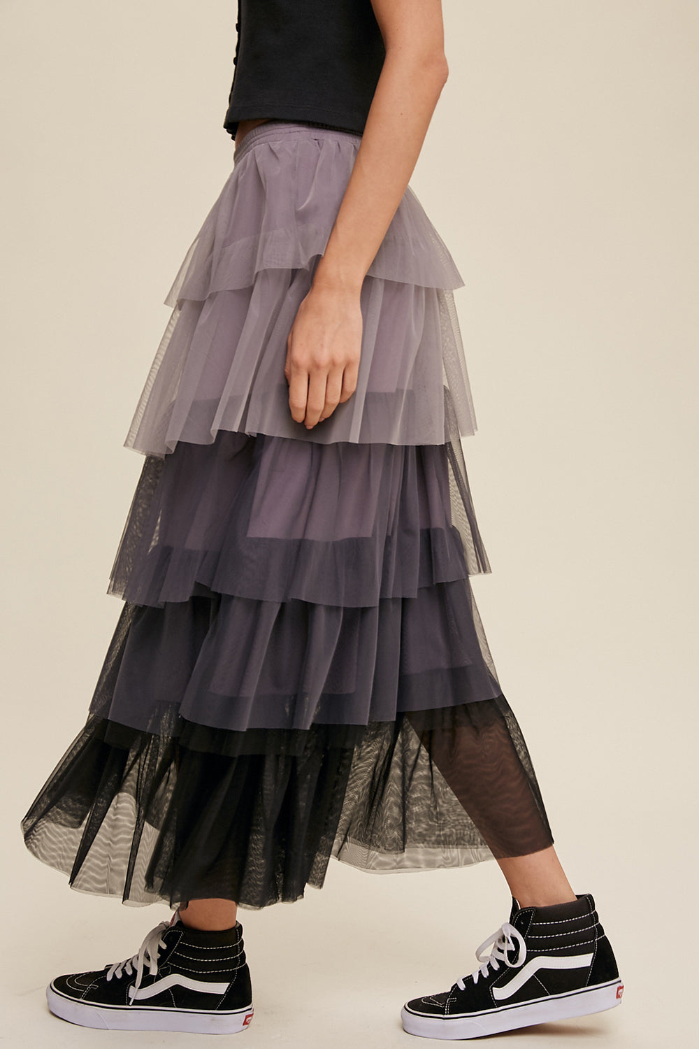 Gradient Ruffle Tiered Skirt - Grey-Skirt- Hometown Style HTS, women's in store and online boutique located in Ingersoll, Ontario