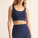 Zoe Rib Tank Bra - Blue Sapphine-Intimates- Hometown Style HTS, women's in store and online boutique located in Ingersoll, Ontario