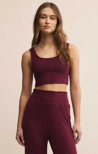 Zoe Rib Tank Bra - Merlot-Intimates- Hometown Style HTS, women's in store and online boutique located in Ingersoll, Ontario