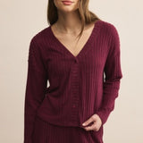 Mara Rib Cardigan - Merlot-Intimates- Hometown Style HTS, women's in store and online boutique located in Ingersoll, Ontario