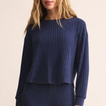 Elfie Rib Long Sleeve Top - Blue Sapphire-Intimates- Hometown Style HTS, women's in store and online boutique located in Ingersoll, Ontario