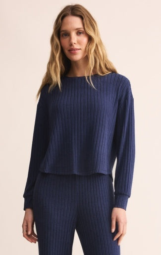 Elfie Rib Long Sleeve Top - Blue Sapphire-Intimates- Hometown Style HTS, women's in store and online boutique located in Ingersoll, Ontario
