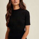 Ribbed High Neck Top - Black-Casual Tops- Hometown Style HTS, women's in store and online boutique located in Ingersoll, Ontario
