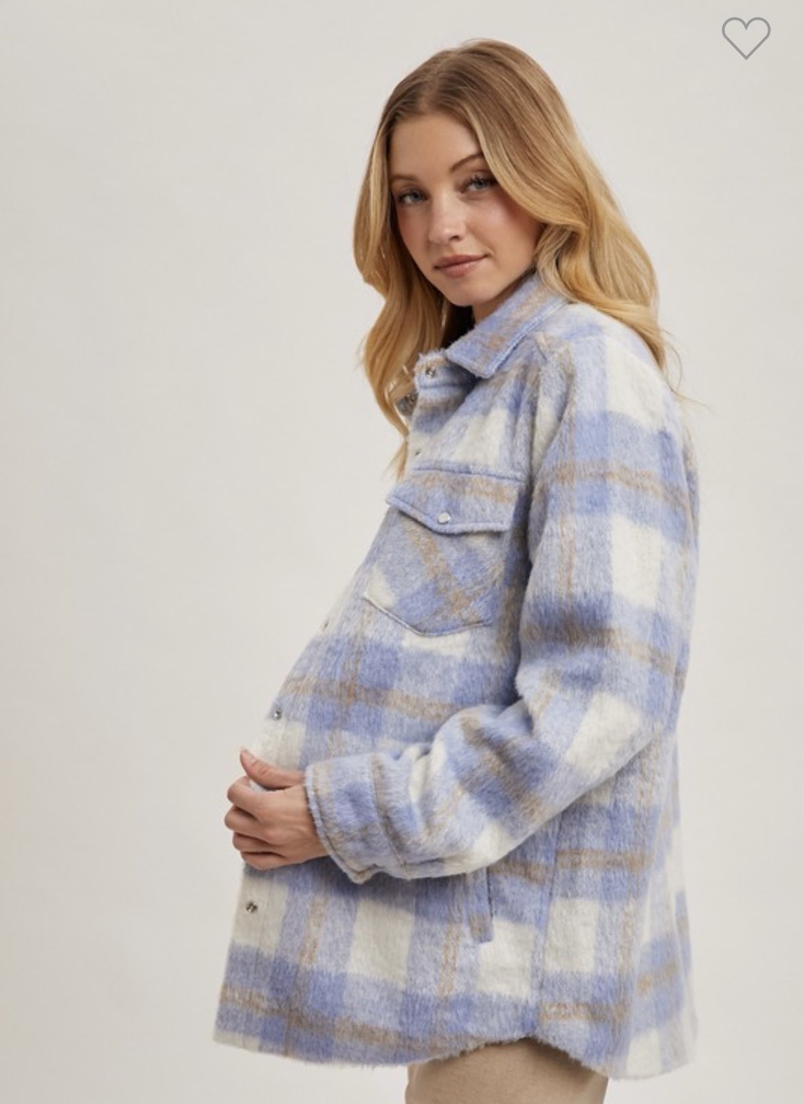 Brushed Flannel Jacket - Blue-Coat & Jackets- Hometown Style HTS, women's in store and online boutique located in Ingersoll, Ontario