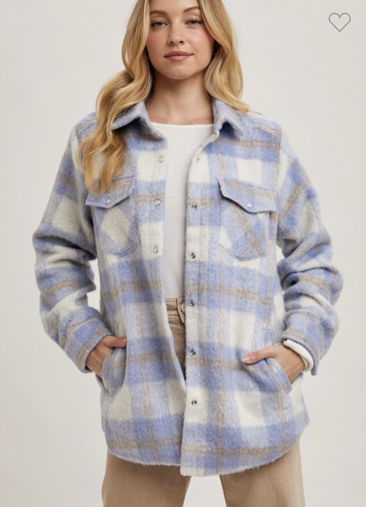 Brushed Flannel Jacket - Blue-Coat & Jackets- Hometown Style HTS, women's in store and online boutique located in Ingersoll, Ontario
