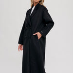 Longline Dress Coat - Black-Coat & Jackets- Hometown Style HTS, women's in store and online boutique located in Ingersoll, Ontario