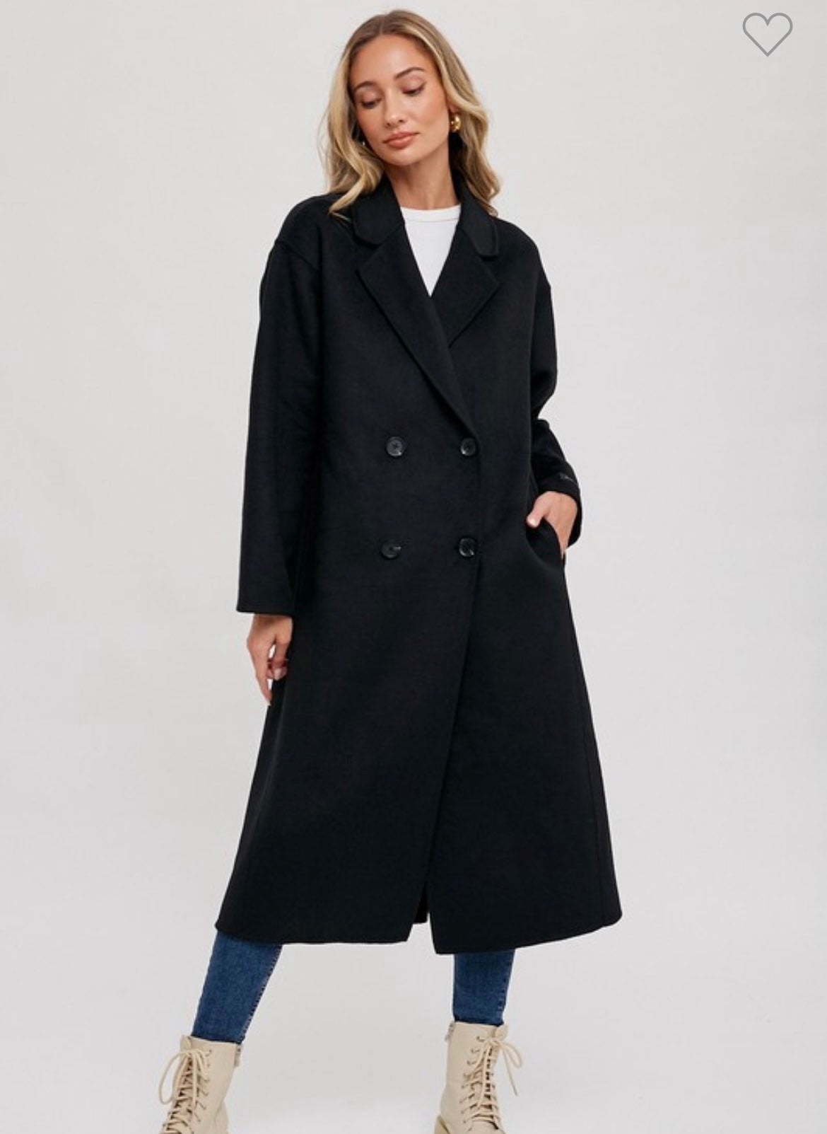 Longline Dress Coat - Black-Coat & Jackets- Hometown Style HTS, women's in store and online boutique located in Ingersoll, Ontario