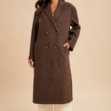 Felted Double Breasted Lapel Duster Coat - Mocha-Coat & Jackets- Hometown Style HTS, women's in store and online boutique located in Ingersoll, Ontario