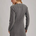 Casual Cable Knit Dress - Grey-Casual Dresses- Hometown Style HTS, women's in store and online boutique located in Ingersoll, Ontario