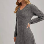 Casual Cable Knit Dress - Grey-Casual Dresses- Hometown Style HTS, women's in store and online boutique located in Ingersoll, Ontario
