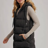 Longline Puffer Vest - Black-Coat & Jackets- Hometown Style HTS, women's in store and online boutique located in Ingersoll, Ontario