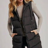 Longline Puffer Vest - Black-Coat & Jackets- Hometown Style HTS, women's in store and online boutique located in Ingersoll, Ontario