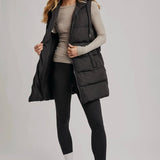 Longline Puffer Vest - Black-Coat & Jackets- Hometown Style HTS, women's in store and online boutique located in Ingersoll, Ontario