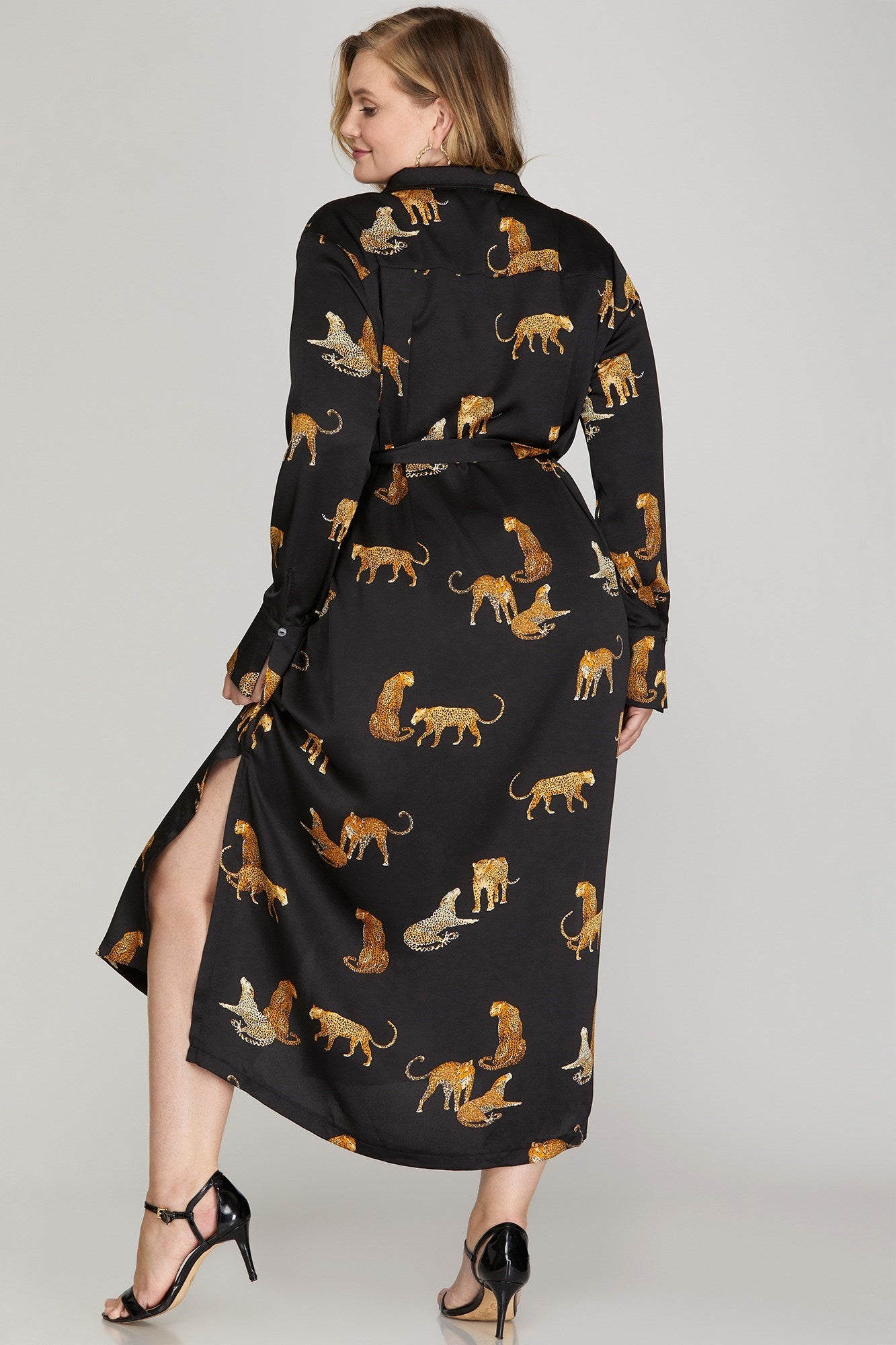 Leopard Print Shirt Dress - Black-Dress- Hometown Style HTS, women's in store and online boutique located in Ingersoll, Ontario