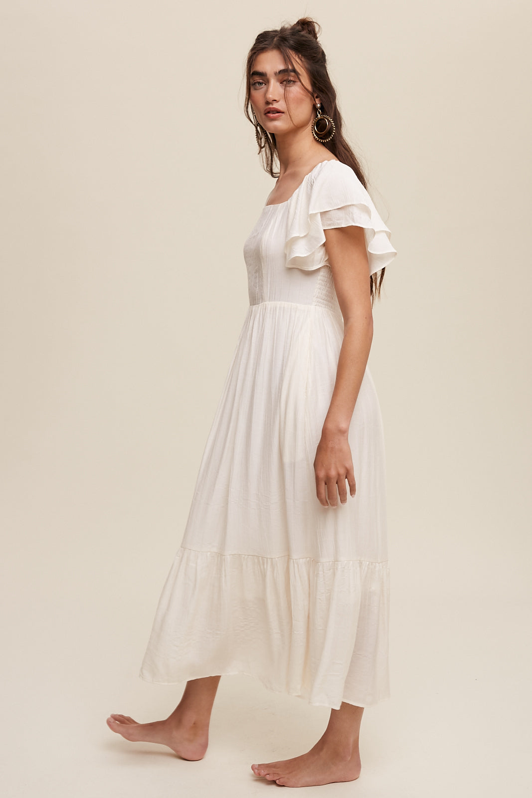 Short Sleeve Maxi - Cream-Dress- Hometown Style HTS, women's in store and online boutique located in Ingersoll, Ontario