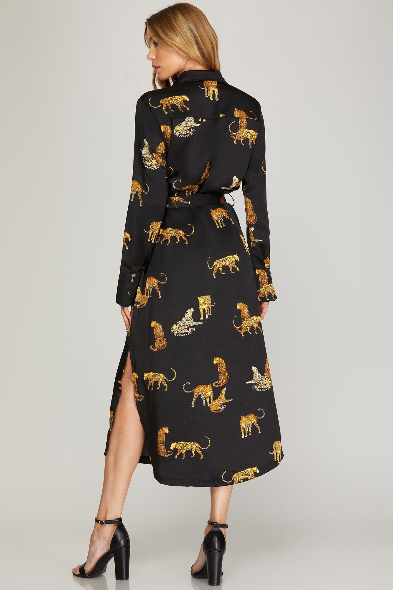 Leopard Print Shirt Dress - Black-Dress- Hometown Style HTS, women's in store and online boutique located in Ingersoll, Ontario