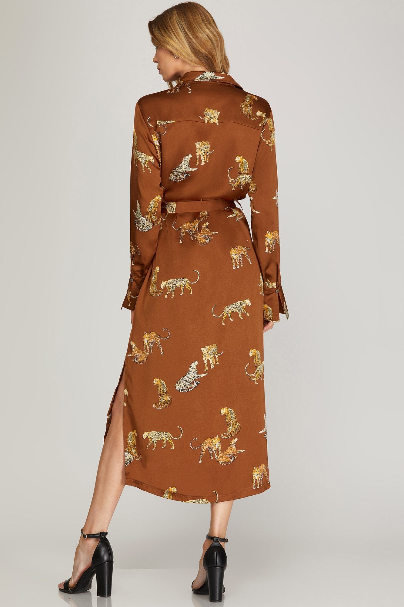 Leopard Print Shirt Dress - Rust-Dress- Hometown Style HTS, women's in store and online boutique located in Ingersoll, Ontario