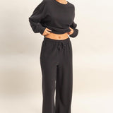 Wide Leg Jogger Pant - Black-Bottoms- Hometown Style HTS, women's in store and online boutique located in Ingersoll, Ontario