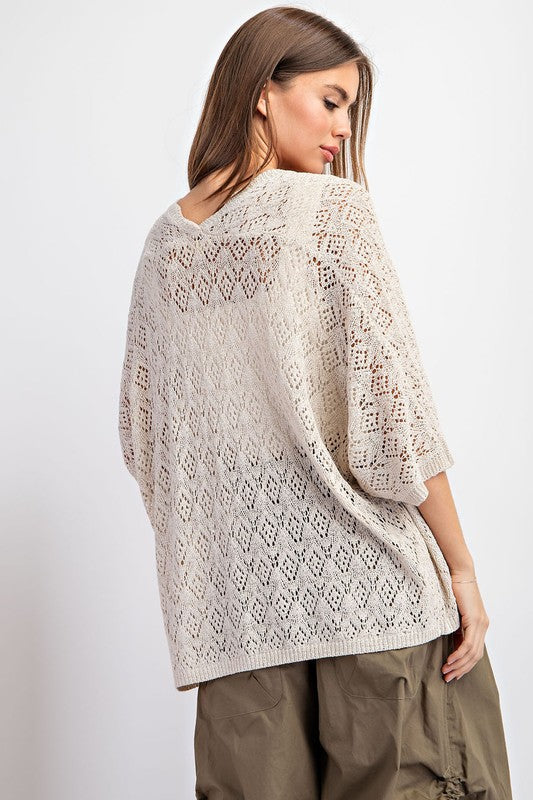 Crochet Half Sleeve Cardigan - Coco-cardigan- Hometown Style HTS, women's in store and online boutique located in Ingersoll, Ontario