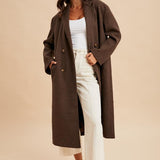 Felted Double Breasted Lapel Duster Coat - Mocha-Coat & Jackets- Hometown Style HTS, women's in store and online boutique located in Ingersoll, Ontario