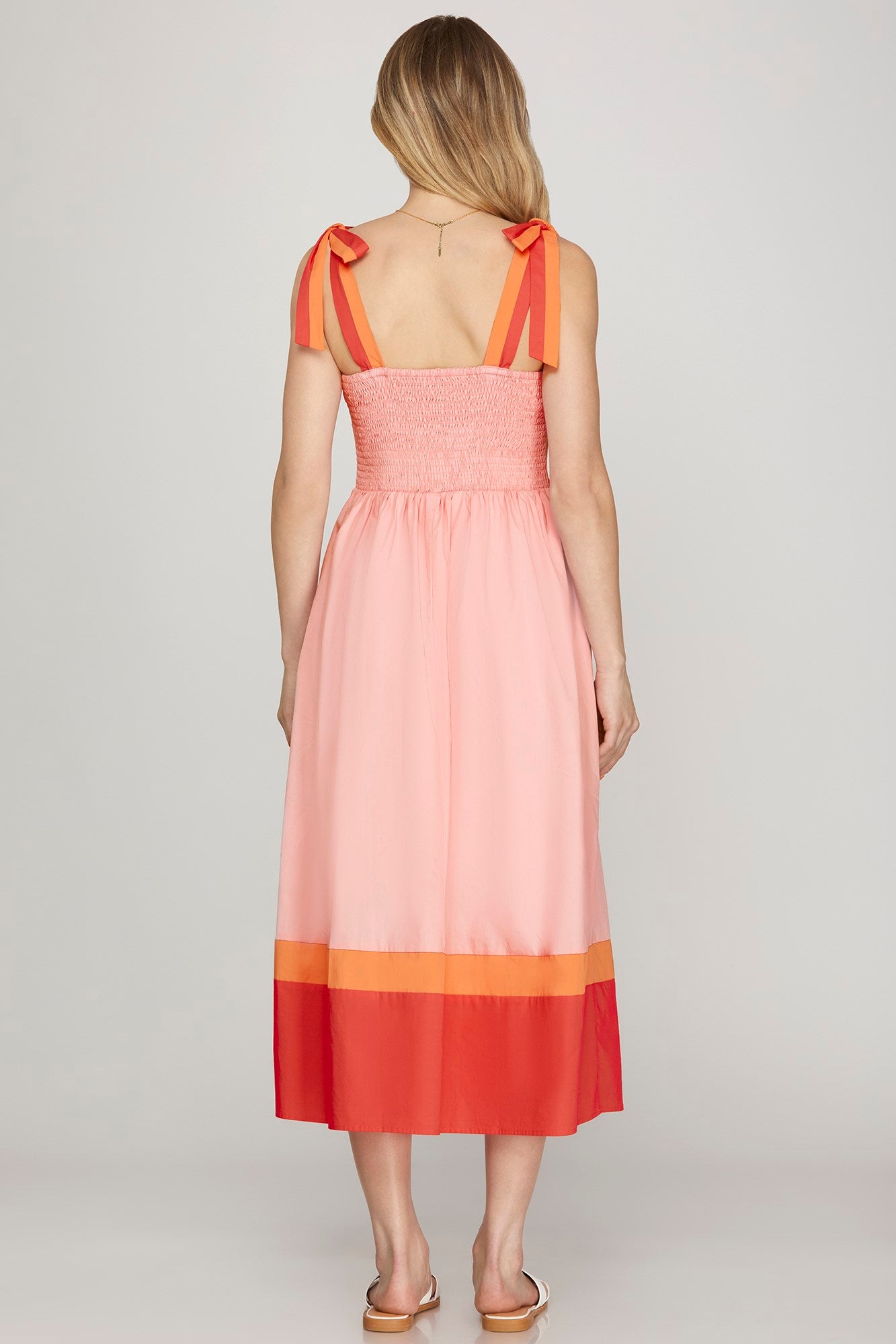 Colour Block Midi Dress - Pink-Special Occasion Dress- Hometown Style HTS, women's in store and online boutique located in Ingersoll, Ontario