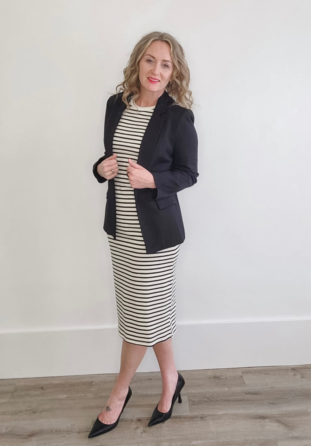 Knit Long Sleeve Blazer - Black-Blazer- Hometown Style HTS, women's in store and online boutique located in Ingersoll, Ontario