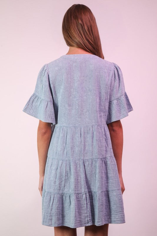 Washed Mini Dress - Blue-Dress- Hometown Style HTS, women's in store and online boutique located in Ingersoll, Ontario