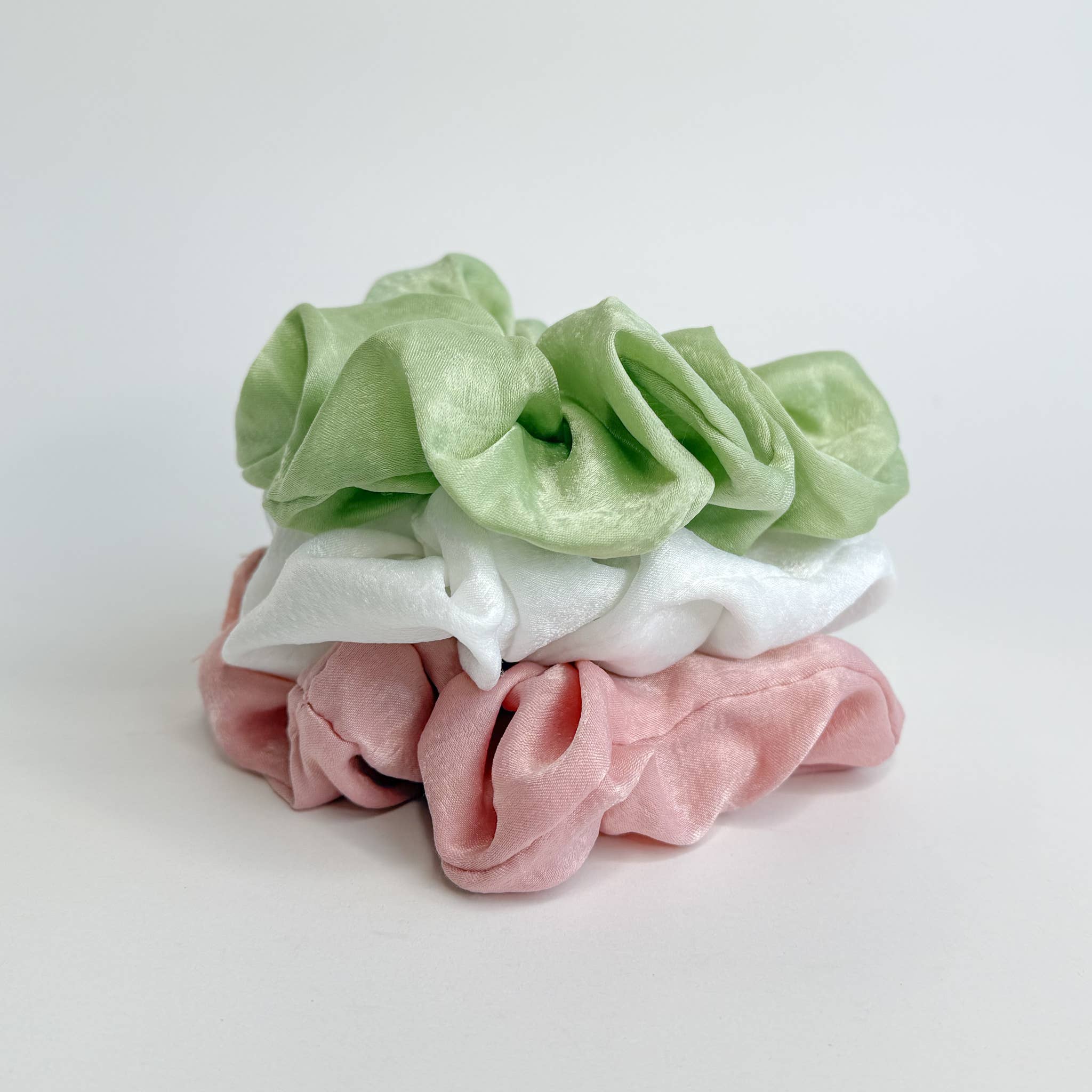 Spring Satin Scrunchies (Set of 3)-hair accessories- Hometown Style HTS, women's in store and online boutique located in Ingersoll, Ontario