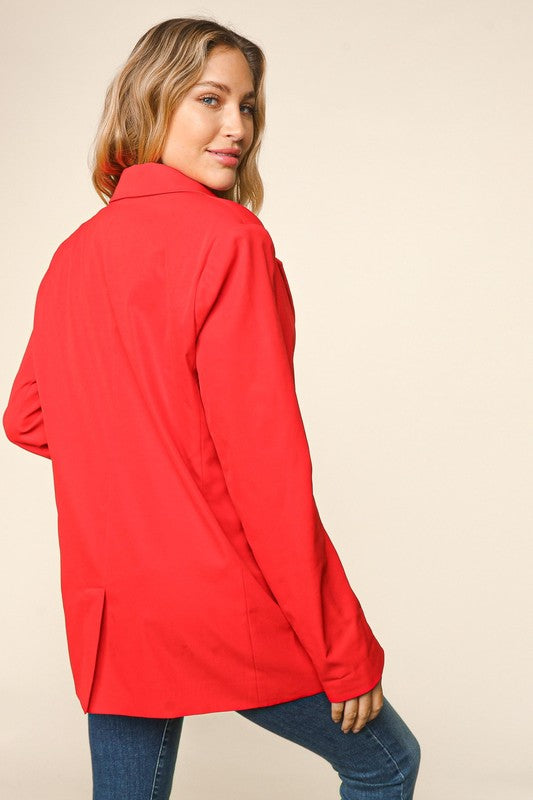 Tailored Blazer - Red-blazer- Hometown Style HTS, women's in store and online boutique located in Ingersoll, Ontario