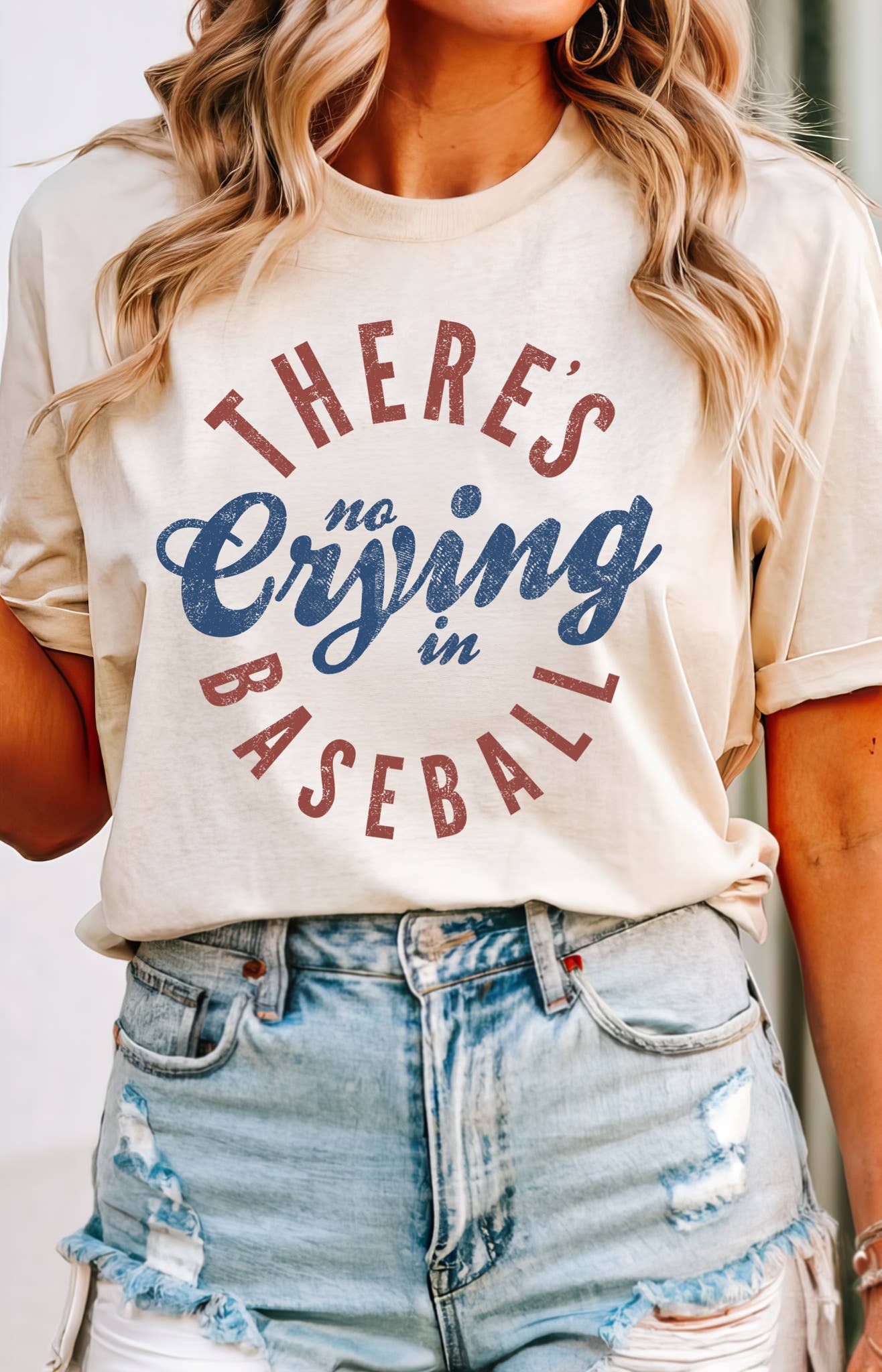 There's No Crying In Baseball Tee- Hometown Style HTS, women's in store and online boutique located in Ingersoll, Ontario