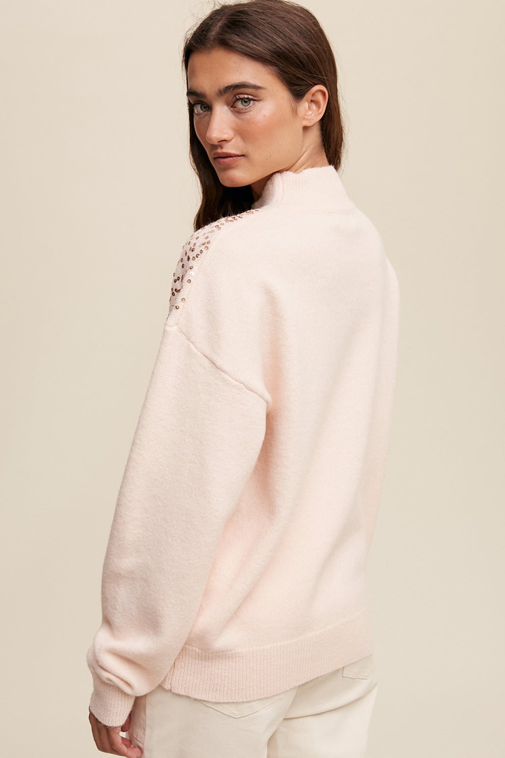 Sprinkled Sequin Sweater - Blush-Sweater- Hometown Style HTS, women's in store and online boutique located in Ingersoll, Ontario
