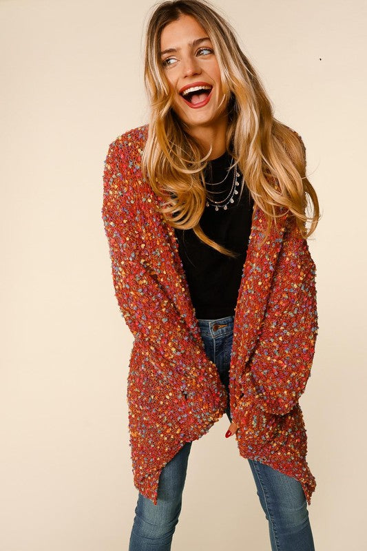 Rainbow Popcorn Sweater - Rust-Sweater- Hometown Style HTS, women's in store and online boutique located in Ingersoll, Ontario