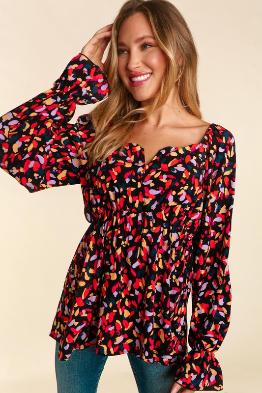 Long Sleeve Babydoll Blouse - Black-blouse- Hometown Style HTS, women's in store and online boutique located in Ingersoll, Ontario